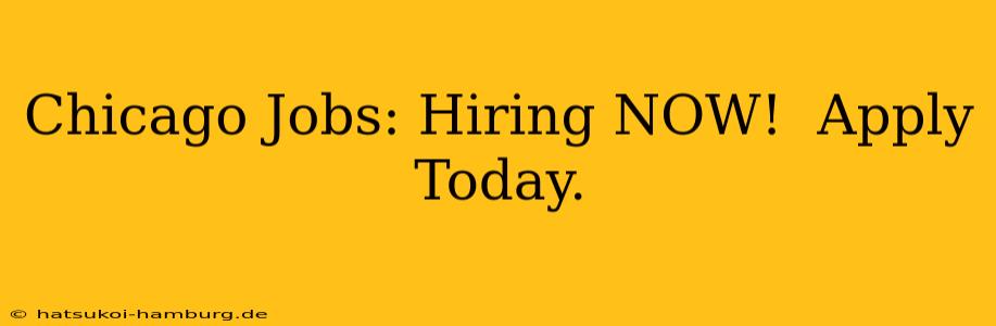 Chicago Jobs: Hiring NOW!  Apply Today.