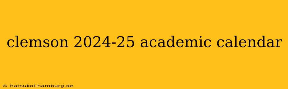 clemson 2024-25 academic calendar