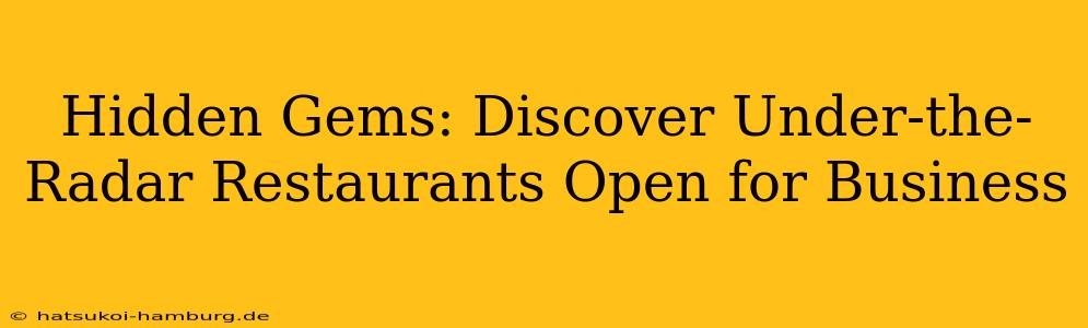 Hidden Gems: Discover Under-the-Radar Restaurants Open for Business