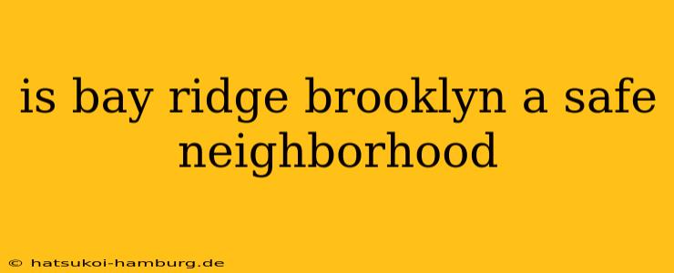 is bay ridge brooklyn a safe neighborhood