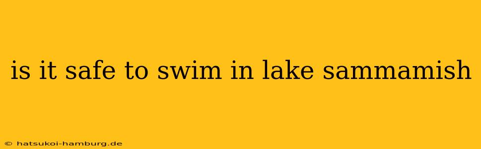 is it safe to swim in lake sammamish