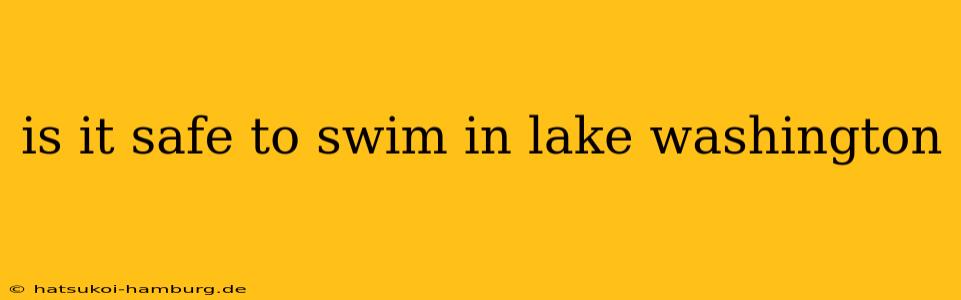 is it safe to swim in lake washington