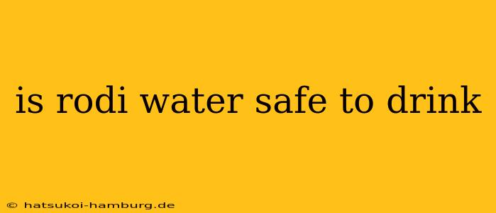is rodi water safe to drink