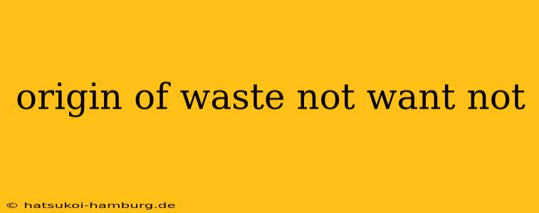 origin of waste not want not