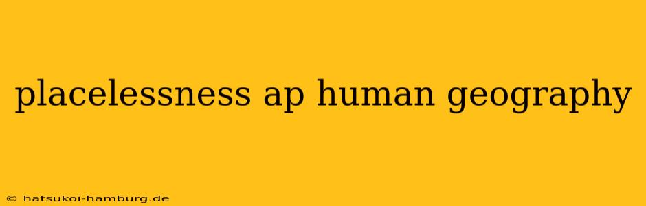 placelessness ap human geography