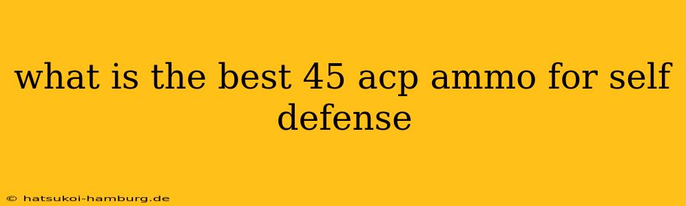 what is the best 45 acp ammo for self defense